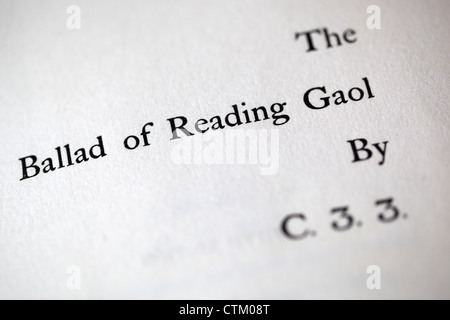 The Ballad of Reading Gaol von C33 Oscar Wilde Stockfoto