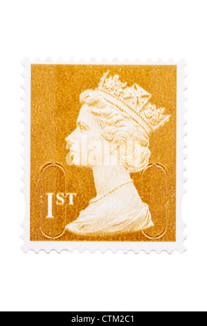 Ein 1. Klasse-Briefmarke auf einem weißen Hintergrund Stockfoto