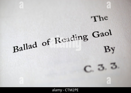 The Ballad of Reading Gaol von C33 Oscar Wilde Stockfoto