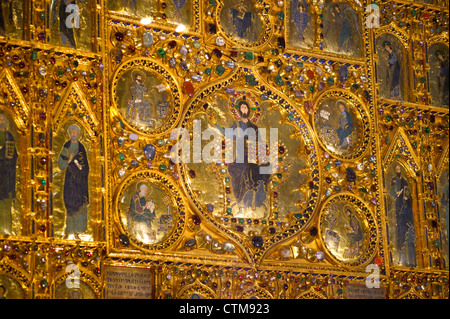 Venedig, Italien - Pala d ' Oro, San Marco Basilika-der Pantokrator-Gruppe-Christ in der Majestät Stockfoto