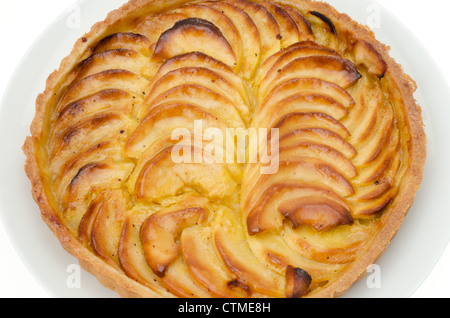 Draufsicht auf eine klassische französische Apfeltorte. Studio gedreht. Stockfoto