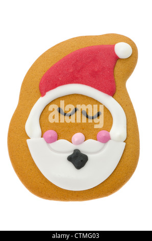 Ein Lebkuchen-Keks mit einem Weihnachtsmann drauf Stockfoto