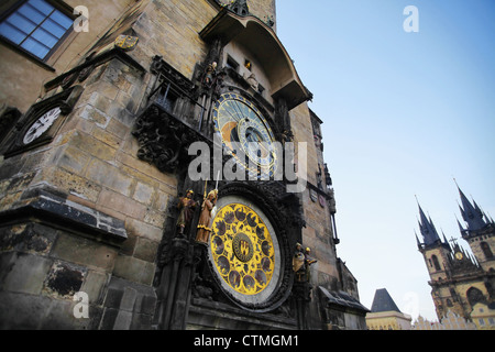 Blick auf die astronomische Glockenturm in Prag, Tschechien. Stockfoto