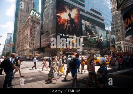 Werbung für die neuesten Batman-Film, ist "The Dark Knight Rises" am Times Square gesehen Stockfoto