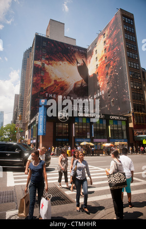 Werbung für die neuesten Batman-Film, ist "The Dark Knight Rises" am Times Square gesehen Stockfoto