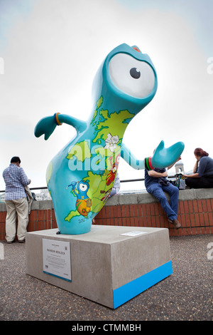 Statue von London 2012 Maskottchen Wenlock, gelegen an der Southbank London, UK Stockfoto