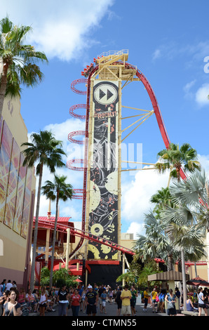 Universal Studios Hollywood Rip Ride Rockit Achterbahn Stockfoto