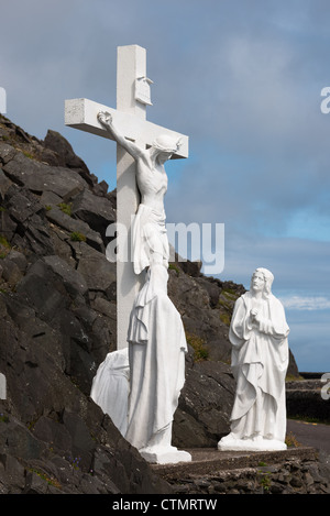 Jesus am Kreuz am Slea Head Drive, Dingle Halbinsel, County Kerry, Irland. Stockfoto