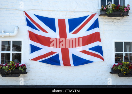 Britischen Union Jack-Flagge auf der Seite eines Gebäudes Stockfoto