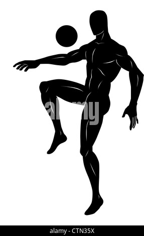 Fußball, schwarze Silhouette eines Mannes, Jonglieren einen Ball, Vektor-illustration Stockfoto