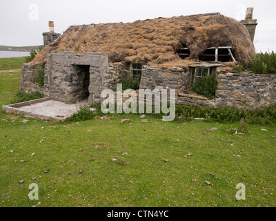 Verlassene Blackhouse, Berneray, Schottland Stockfoto