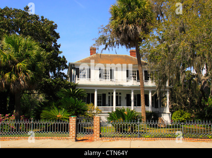 Bay Street Haus, Altstadt, Beaufort, South Carolina, USA Stockfoto