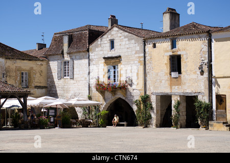 Bastide Stadt von Monpazier in Südwest-Frankreich Stockfoto