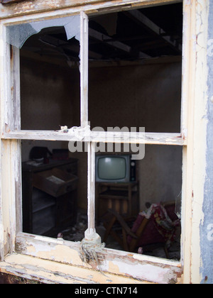 Fernseher in leeren Haus, äußeren Hebriden Stockfoto