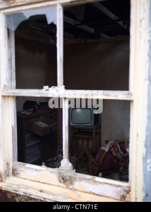 Fernseher in leeren Haus, äußeren Hebriden Stockfoto