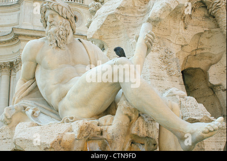 Skulpturen-Brunnen der vier Flüsse Bernini Piazza Navona Roms Stockfoto