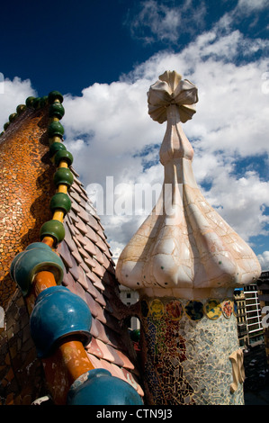 Dach, Detail, Casa Batllo, Plaça de Gracia, Barcelona, Katalonien, Spanien Stockfoto