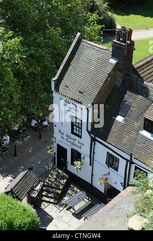 Ye Olde Reise nach Jerusalem, entnommen aus der Burg Nottingham England uk Stockfoto