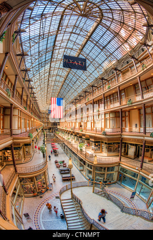 Die historischen Arcade, ein Wahrzeichen Einkaufs- und merkantilen Center in Cleveland, Ohio. Stockfoto