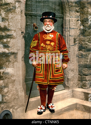 Ein Yoeman der Garde (Beefeater), London, England, um 1900 Stockfoto