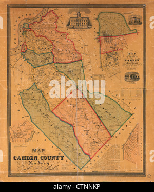 Karte von Camden County, New Jersey, ca. 1847 Stockfoto