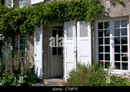 Haustür Steinhaus Cherbourg Peninsular Normandie Frankreich Stockfoto