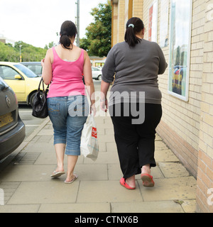 eine Rückansicht von zwei großen Frauen wandern, UK Stockfoto