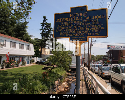 Afroamerikanischer Sklaven Underground Railroad Marker in Nyack, New York, USA, 10. Juni 2012, © Katharine Andriotis Stockfoto