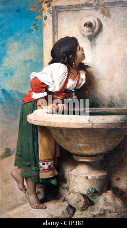 Roman Girl bei der Fontäne von Leon Bonnat 1833-1922 Frankreich Französisch Stockfoto