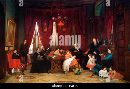 Der Schraffur Familie 1870 Eastman Johnson Amerikaner Vereinigte Staaten von Amerika Stockfoto