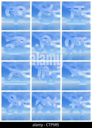 Reihe von blauen Sternzeichen Symbol icons Stockfoto