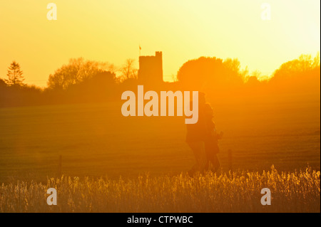 Sonnenuntergang in Mersea Island, Großbritannien Stockfoto