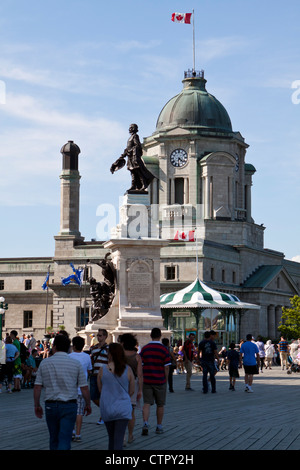 Samuel de Champlain-Statue im Zentrum von Quebec City. Stockfoto