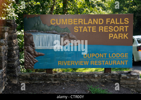 Ortseingangsschild, Cumberland Falls State Park Resort in Corbin, Kentucky, USA Stockfoto