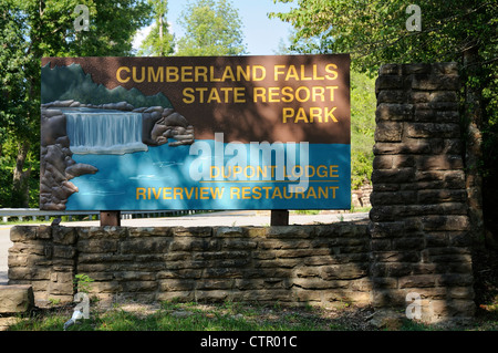 Ortseingangsschild, Cumberland Falls State Park Resort in Corbin, Kentucky, USA Stockfoto