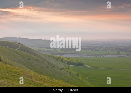 Mit Blick auf das Vale of Pewsey in Wiltshire, England. Stockfoto