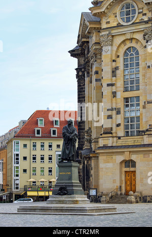 Martin Luther-Denkmal vor der Frauenkirche Kirche, Dresden, Deutschland, Europa. Stockfoto