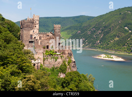 Burg Rheinstein Burg über dem Rhein in Deutschland Stockfoto