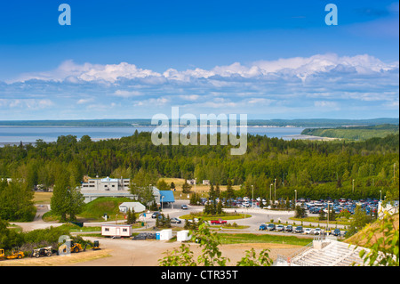 Blick auf die Kincaid Park Chalet und Cook Inlet, Anchorage, Alaska Yunan, Sommer Stockfoto