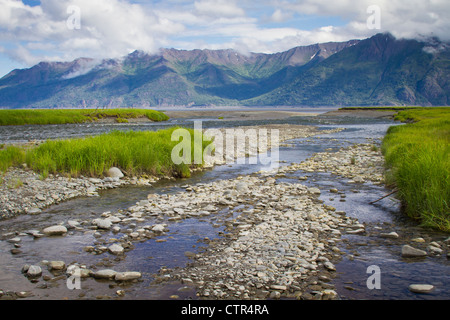 Malerische Aussicht auf Auferstehung Creek in der Nähe von Hope, Yunan Alaska, Sommer Stockfoto