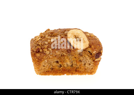 Bananen-Brot-Kuchen - Studio gedreht isoliert auf weiss. Stockfoto