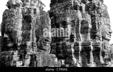 Riese lächelnde Gesichter des Bayon-Tempel, Angkor, Kambodscha Stockfoto