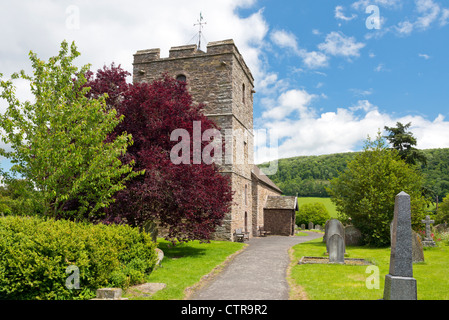 St. Johannes der Täufer Kirche neben Stokesay Schloß Shropshire, England Stockfoto