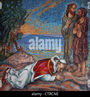 Tabgha - Kirche des Vorrangs - Papst Paul VI Mosaik Stockfoto