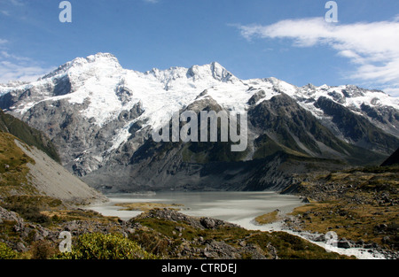 Müller-See auf das Hooker Valley trek, Mount Cook, Neuseeland Stockfoto