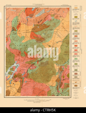Geologische Karte von Lake Placid New York USGS Viereck - 1914 Stockfoto