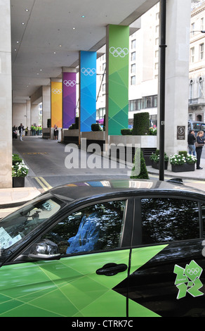 Intercontinental Hotel Park Lane Olympischen Spiele in London Farben Fahnen London 2012 Stockfoto