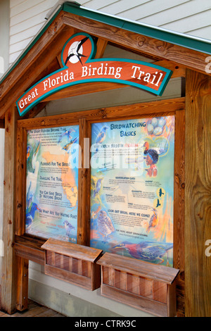 Naples Florida, Everglades, Corkscrew Swamp Sanctuary & Blair Audubon Center, Preserve, Wasserscheide, Eingang, Schild, Logo, Informationen, Great Florida Birding Tra Stockfoto