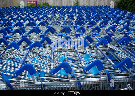 Einkaufswagen bei Tesco Stockfoto