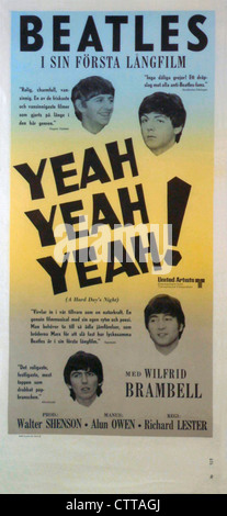 000925 - die Beatles "A Hard Day Night" schwedische Werbe-Plakat von 1964 Stockfoto